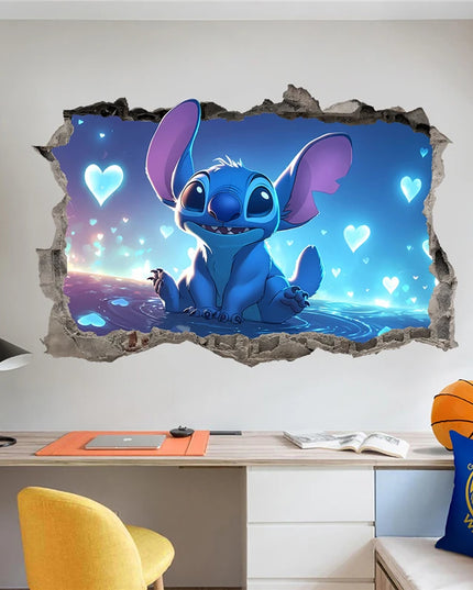 Cartoon Lilo & Stitch Wall Stickers For Kid's Room Kindergarten Living Room Wall Decoration Movie Anime Poster Stickers