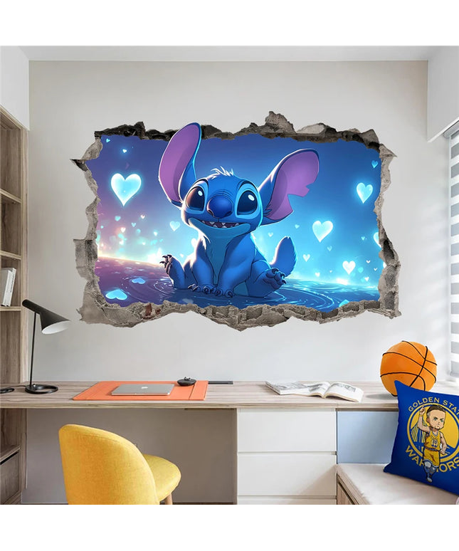 Cartoon Lilo & Stitch Wall Stickers For Kid's Room Kindergarten Living Room Wall Decoration Movie Anime Poster Stickers