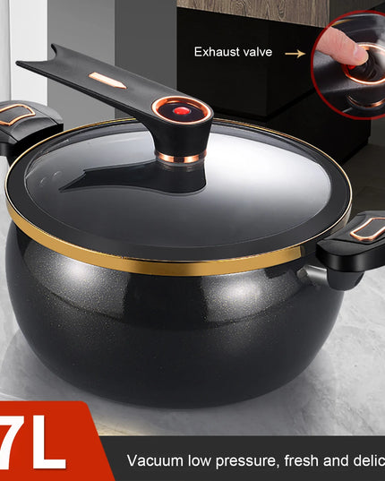 1 Piece Chubby Micro-Pressure Pot Household 7L Large Capacity 26cm Stew Pot Multi-Functional Non-Stick Pot Induction Cooker Gas Suitable