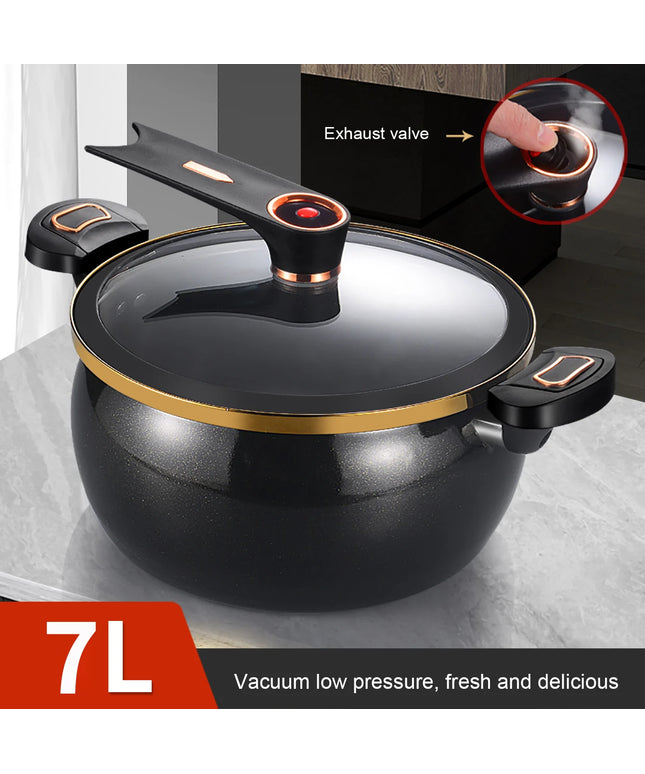 1 Piece Chubby Micro-Pressure Pot Household 7L Large Capacity 26cm Stew Pot Multi-Functional Non-Stick Pot Induction Cooker Gas Suitable