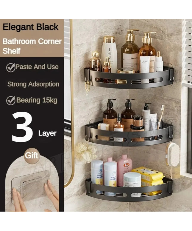 No Drill Wall Corner Bathroom Shelf Corner Shelf Storage Organizer Shower Shelf Shampoo Makeup Bathroom Accessories Towels Rack