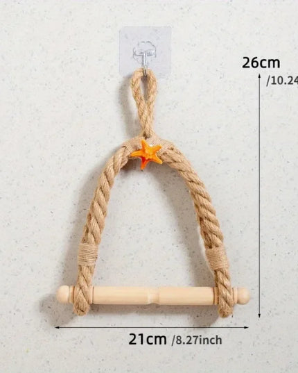 1PC Mediterranean Style Hand-woven Paper Roll Holder Bathroom No-punch Toilet Paper Holder Living Room Paper Roll Storage Shelf