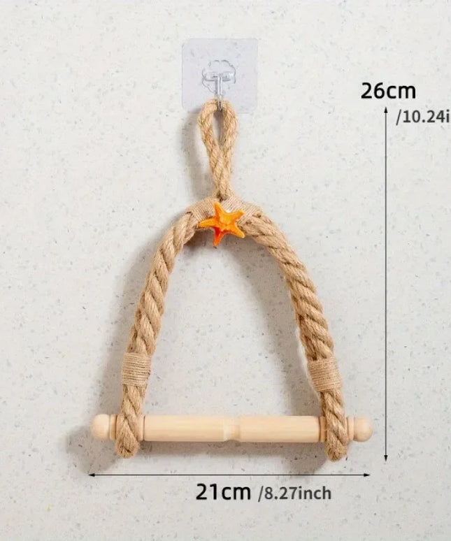 1PC Mediterranean Style Hand-woven Paper Roll Holder Bathroom No-punch Toilet Paper Holder Living Room Paper Roll Storage Shelf