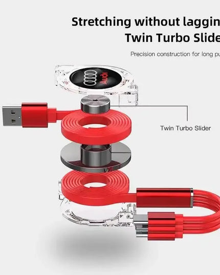 3 In 1 Micro USB Type C Charging Cable Multi Charger For Audi Sline A4 TT A6 A3 A8 Q3 Q5 Q7 Q8 A5 A6 C7 Q5 B9 B7 Car Accessories