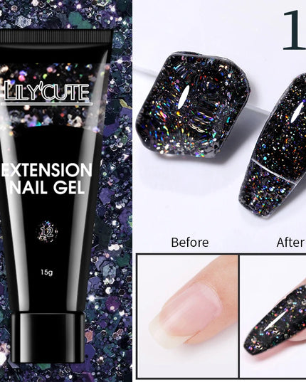 LILYCUTE 15ML Quick Extension Gel Nail Polish Nude Milk White Color Finger Prolong Acrylic Crystal Construction Hard Gel Varnish