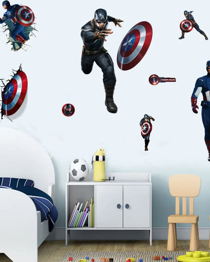 Spiderman Super Captain America Hulk Heroes Wall Stickers For Kids Room Home Bedroom PVC Decor Cartoon Movie Mural Art Decals