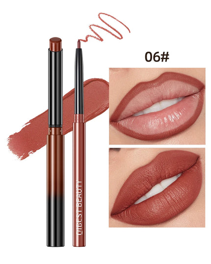 QIBEST Matte Nude Lipstick Pen Long Lasting Lipliner Lip Pencil Waterproof Lip Liner Contour Sexy Red Lip Makeup Set For Women