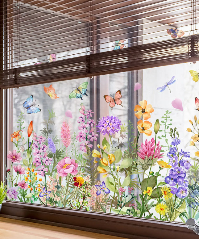 Electrostatic Wall Sticker Colorful Butterfly Flower Wall Stickers Home Decoration Window Glass Stickers INS DIY Room Decor