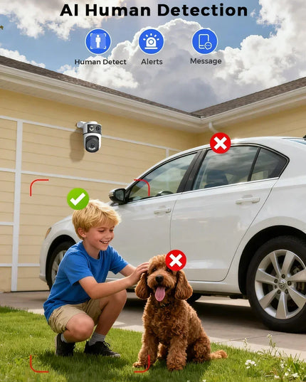 10MP 5K Dual Lens Dual Screens Wifi Security Camera 5X Digital Zoom Video Surveillance Night Vision Human Detection O-KAM PRO