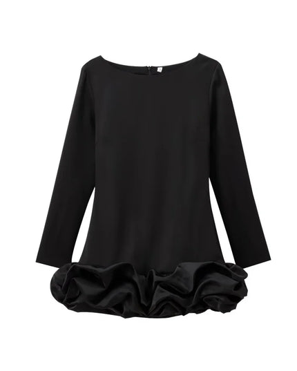 ETJ 2024 New Fall/Winter  women's dress European style elegant sexy round neck long sleeve party dress Pommel dress