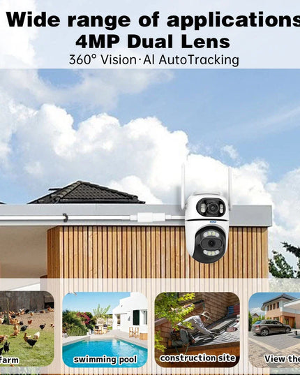 KERUI Icsee Outdoor Wireless 4MP WiFi IP Camera Dual Lens Dual Screen Home Security CCTV Video Surveillance Human Detect