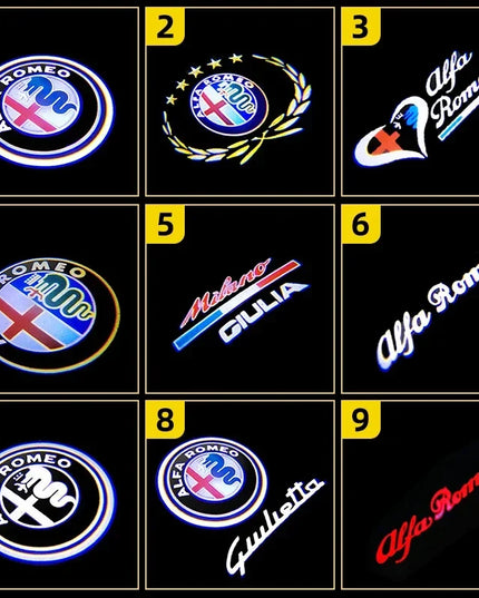 2Pcs Fashion LED Car Door Welcome Light Logo Projector for Alfa Romeo Spider Giulia Giulietta 147 156 159 Mito Stelvio GT Spider