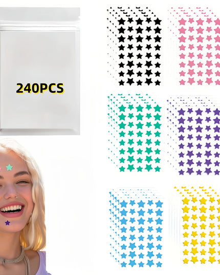 Superstar Hydrocolloid Pimple Patches - Cute Star-Shaped Cover, Colorful & Shiny, Pimple Patches for Face