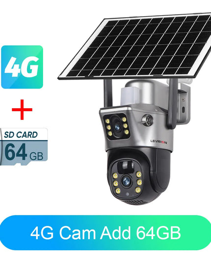 LS VISION 4K 8MP Wireless Solar Camera Dual Screen WiFi PTZ Camera Outdoor Built-in Battery Video Surveillance Camera V380PRO