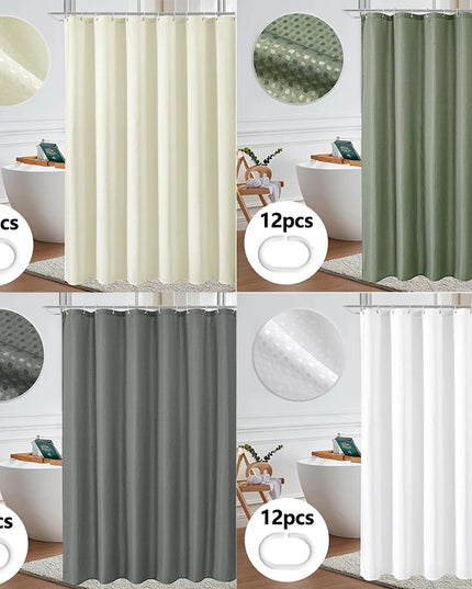 Shower Curtain Waterproof Mildew-proof with 12 Hooks Modern Shower Plant Printed Curtain Set For Bathroom Bathroom