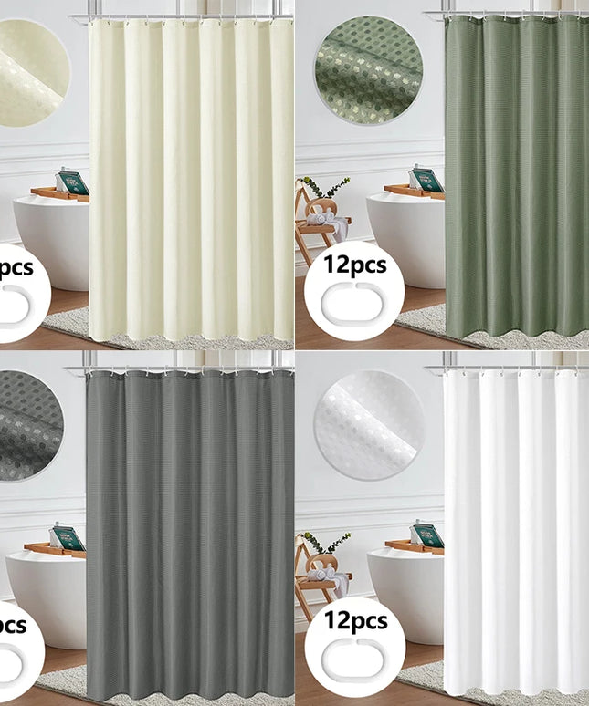 Shower Curtain Waterproof Mildew-proof with 12 Hooks Modern Shower Plant Printed Curtain Set For Bathroom Bathroom