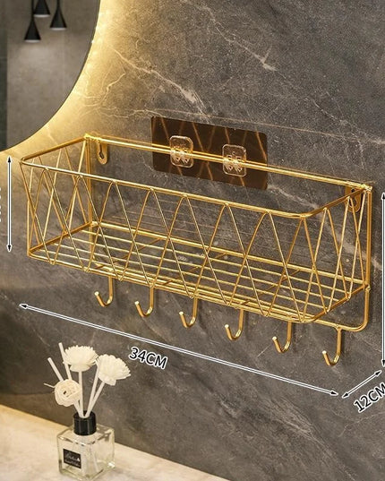 Shower Caddy Basket Shelf, Bathroom Shampoo Organizer Shelves, Kitchen Storage Rack, No Drilling Wall Mounted Shower Shelf