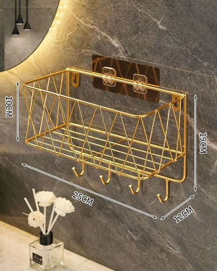 Shower Caddy Basket Shelf, Bathroom Shampoo Organizer Shelves, Kitchen Storage Rack, No Drilling Wall Mounted Shower Shelf
