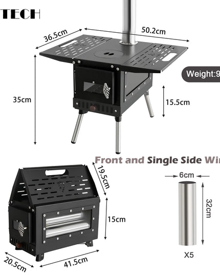 Pellet Burner 16L Storage Capacity Stainless Steel Firewood Stove Outdoor Camping Tent Heating Picnic Cooking