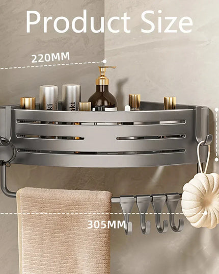 1-2PCS Shower Corner Shelf with Towel Bar Hook Space Aluminum Bathroom Shelf Without Drilling Shampoo Holder Bathroom Accessorie