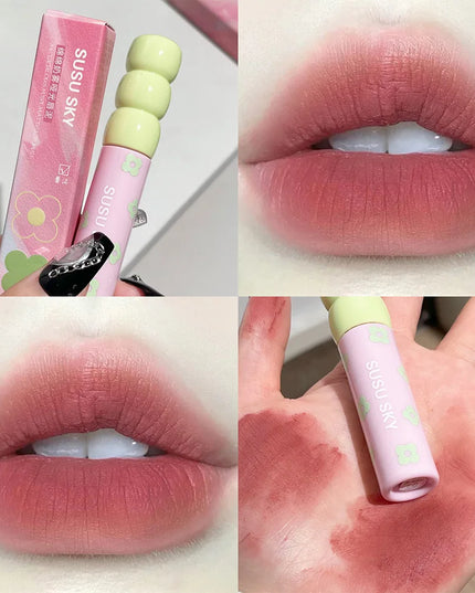 1/5Pcs Candied Fruit Lip Mud Milk Mist Velvet Matte Lip Gloss Long Lasting Not Easy To Stick Cup LipGlaze Almond Brown Pink