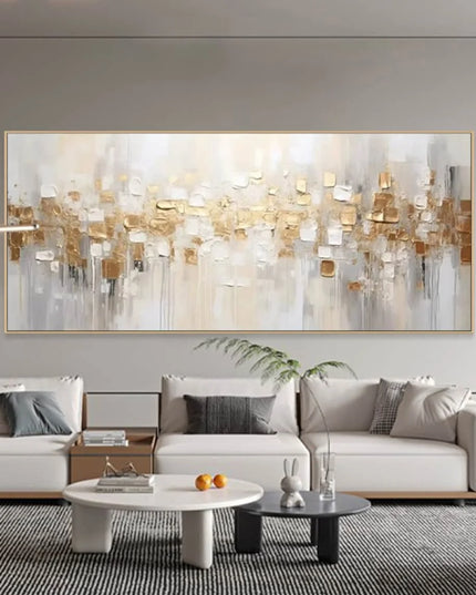 Gold Abstract Painting on Canvas Textured Wall Art Gold Foil Painting Boho Wall Decor Bright painting Large Modern Art Painting