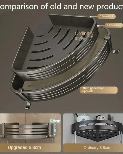 1-2PCS Shower Corner Shelf with Towel Bar Hook Space Aluminum Bathroom Shelf Without Drilling Shampoo Holder Bathroom Accessorie