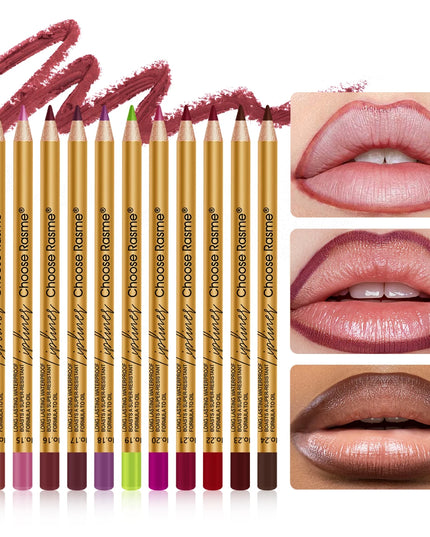 12-color matte lip liner, plumps lips, long-lasting, waterproof, smudge-proof, a must-have for dates and parties