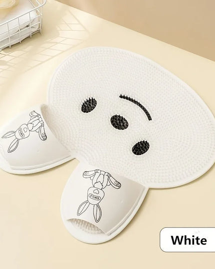 Rabbit Bathroom Shower Anti Slip Mat, Circular Massage Foot Mat, Back Suction Cup,Foot Scrubber, Back Scrubber, Anti Fall Device
