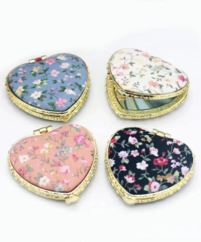 Pocket Floral Mirror Mini Makeup Compact Portable Two-side Folding Make Up Mirror Women Vintage Cosmetic Make Up For Gift