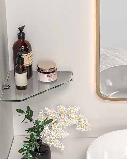 Glass Corner Shelf Glass Shelf Bathroom Clamp Holder Hardware Glass Rack for Storing Shower Gel and Cosmetics Shower Rack