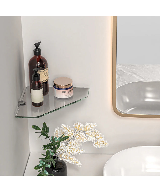 Glass Corner Shelf Glass Shelf Bathroom Clamp Holder Hardware Glass Rack for Storing Shower Gel and Cosmetics Shower Rack