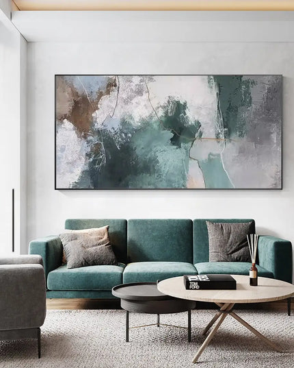 Gold Foil Teal Green 3D Texture Abstract Painting On Canvas Livingroom Bedroom Large Luxury Gold Wall Art New Home Art Decor