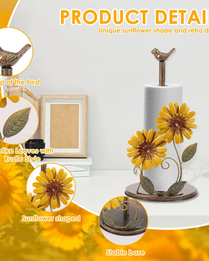 Sunflower Iron Roll Paper Towel Holder Bathroom Tissue Vertical Stand Kitchens Toilet Storage Countertop Accessories