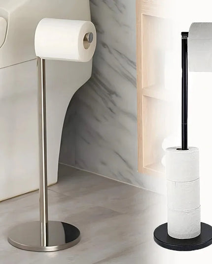 Freestanding Toilet Roll Holders Stainless Steel Toilet Paper Stand Anti-Rust Space Bathroom Tissue Rack Paper Dispenser Storage