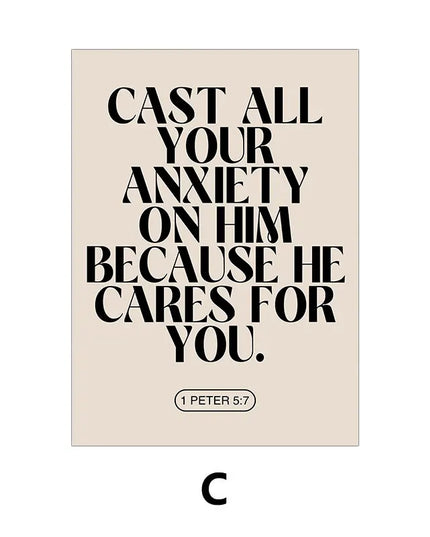 Motivational Bible Quotes Canvas Art Poster Prints Simple Black Words Wall Decorative Picture for Living Room Bedroom