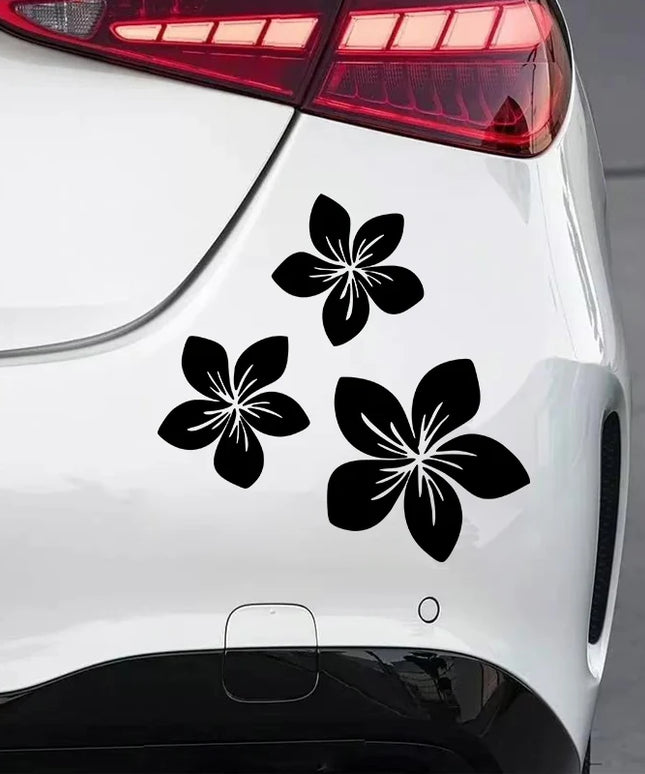 3pcs Various Colors Pretty Flower Graphics Car Stickers for Rear Window Cover Scratches on Auto Bumper Body Helmet Blossom Decal