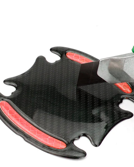 8 General-Purpose 3D Carbon Fiber Car Door Handle Stickers Scratch-Resistant Stickers Car Safety Reflective Strip Auto Stickers