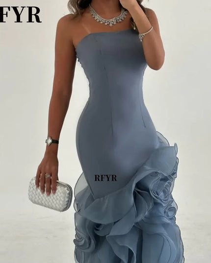 RFYR Asymmetrical Prom Gown Tiered Layers Party Dress for Women Mermaid Evening Dresses Formal Occasion Dresses Customized