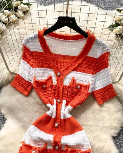 YuooMuoo Chic Fashion Sexy Package Hips Knitted Long Dress 2025 Spring and Summer Elegant Slim Waist Office Lady Sweater Dress