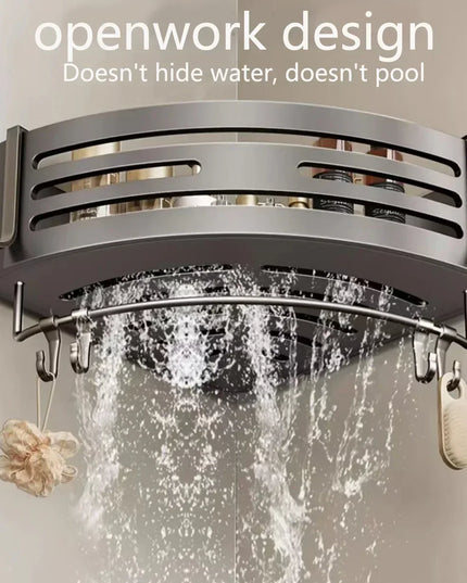 1-2PCS Shower Corner Shelf with Towel Bar Hook Space Aluminum Bathroom Shelf Without Drilling Shampoo Holder Bathroom Accessorie