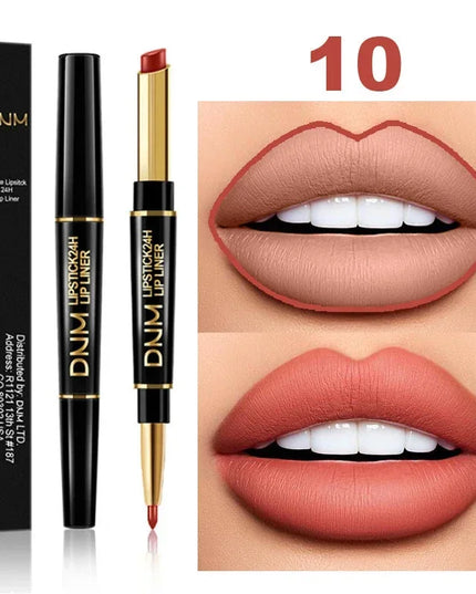 DNM Double-ended Matte Lipstick Pencil Non-stick Cup Long Lasting Lipstick Lip Liner Waterproof 2 In 1 Lip Stain Pencil Makeup