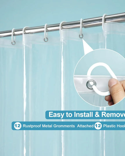 1pc Waterproof Clear Shower Curtain with Bottom Magnets & Metal Grommets Plastic Transparent Shower Curtain Liner for Bathroom