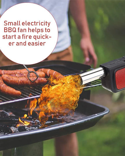 LMETJMA BBQ Air Blower Portable Handheld Electric BBQ Fan Outdoor Camping Barbecue Charcoal Grill Fan Fire Bellows Tool JT54
