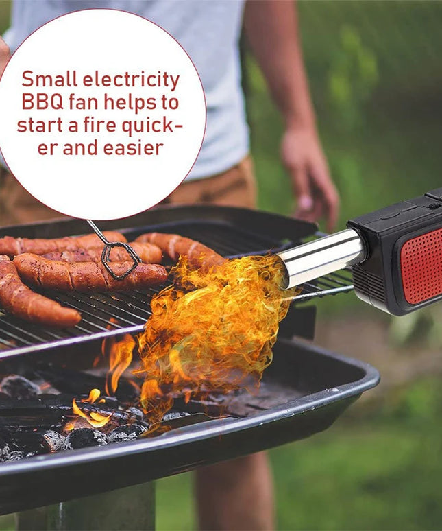 LMETJMA BBQ Air Blower Portable Handheld Electric BBQ Fan Outdoor Camping Barbecue Charcoal Grill Fan Fire Bellows Tool JT54