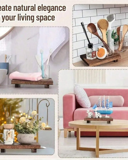 1/2pc Retro Wooden Bathroom Tray Vanity Hands Soap Scented Candle Storage Holder Kitchen Seasoning Tray For Bath Home Decoration