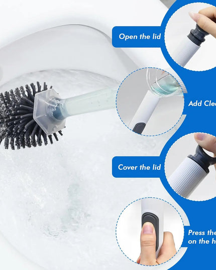 Detergent Refillable Toilet Brush Wall-Mounted Long Handle Silicone TPR Brush for Corner Cleaning Tools Bathroom Accessories