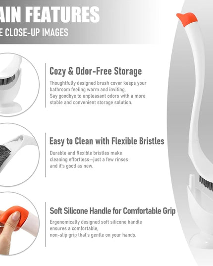Swan Shaped Toilet Brush Set with Base and Long Handle Bathroom Accessories Easy to Clean Toilet