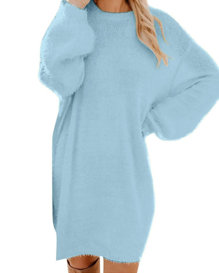 Women Winter Sweater Knit Crewneck Warm Long Sleeve O-Neck Casual Sweatshirts Dress Solid Color Oversized Basic Ladies Cloth