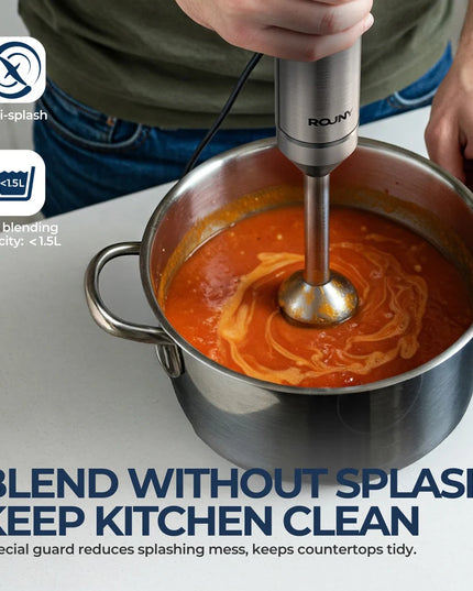 Hand Immersion Blender 1000W Powerful 4-in-1,Stainless Steel Stick Food Mixer,700ml Mixing Beaker,500ml Processor,Whisk